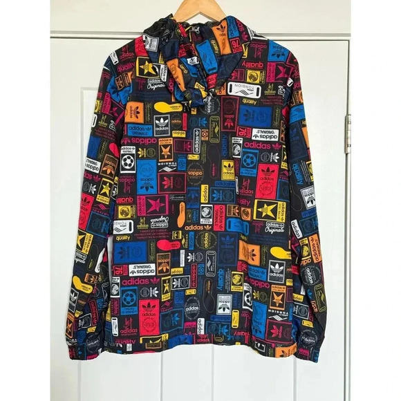 RARE Adidas Originals Men's Street Graphic Logo Windbreaker Hoodie Size M - Picture 2 of 10